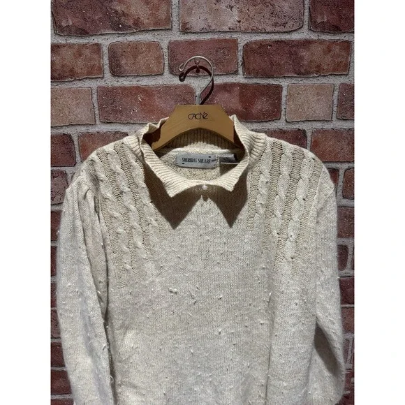 Vintage Sheridan Square Womens Size L Cream Cardigan Sweater Knit Pearl Accent - Picture 3 of 5
